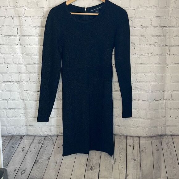 French Connection Black Sparkle Long Sleeve Dress size 8 - Picture 1 of 6